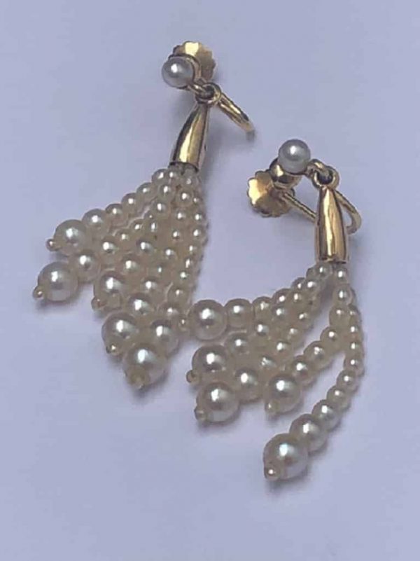 Pendant Drop Pearl Earrings 18K Akoya Pearl - Image 2