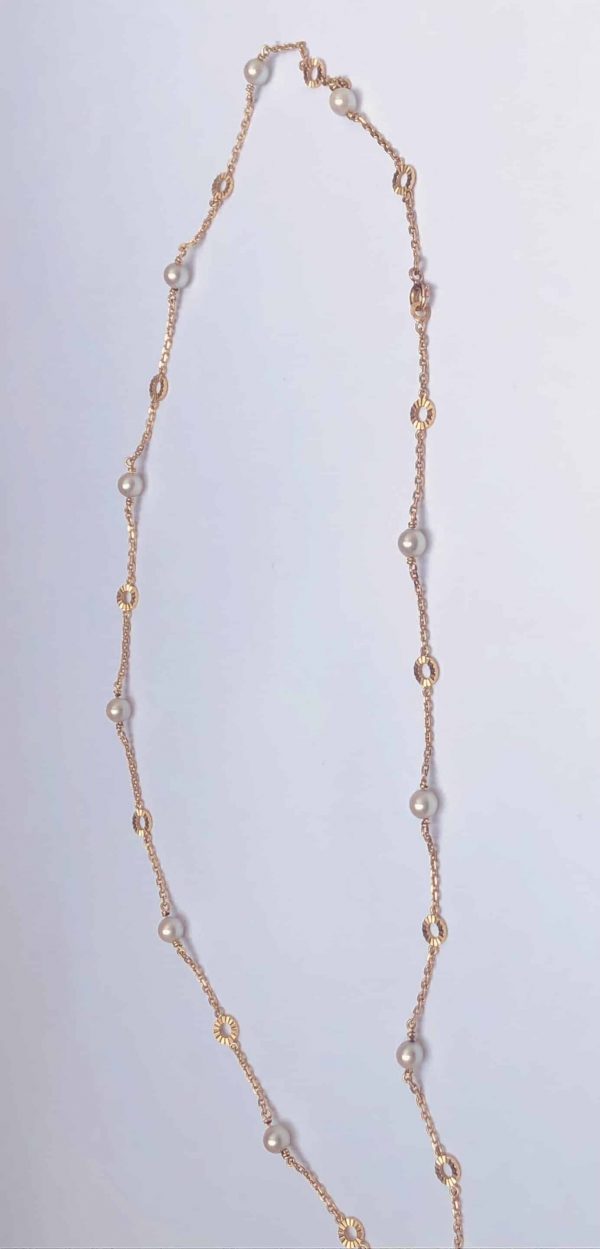 Necklace Pearl Gold Chain 18K - Image 5