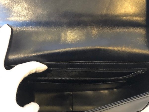 Leather Box Calf Shoulder Bag Vintage W/Suede Stripe and Gold Hardware 1990's - Image 7