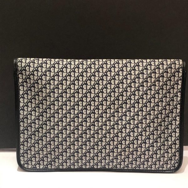CHRISTIAN DIOR 1970s Monogram Blue Clutch Pouch Bag Vintage - Image 3