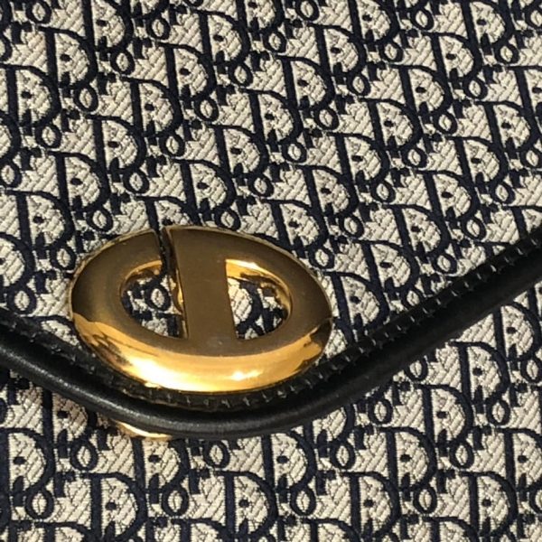 CHRISTIAN DIOR 1970s Monogram Blue Clutch Pouch Bag Vintage - Image 4