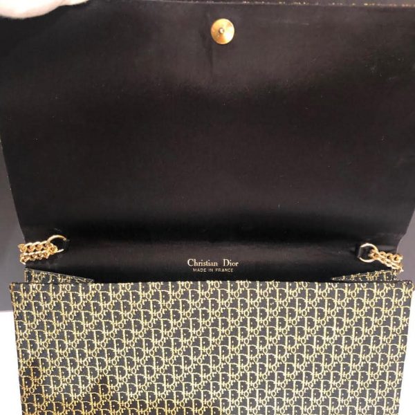 CHRISTIAN DIOR 1970s Monogram Evening Clutch Chain Gold Black Vintage - Image 5