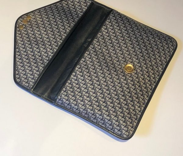 CHRISTIAN DIOR 1970s Monogram Blue Clutch Pouch Bag Vintage - Image 7