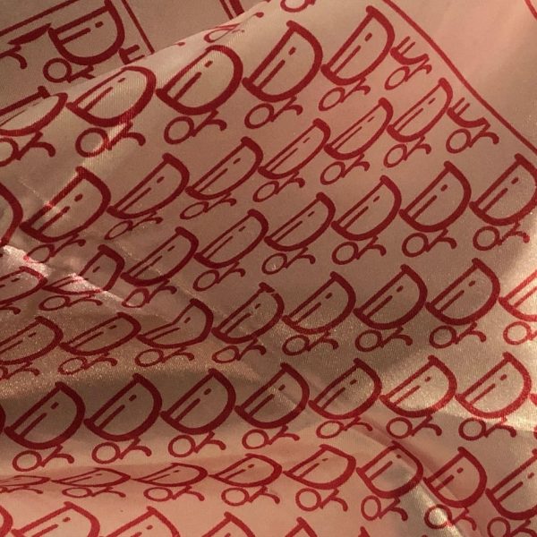 CHRISTIAN DIOR Scarf Silk Dior Monogram Logo Red Pink 80s - Image 7
