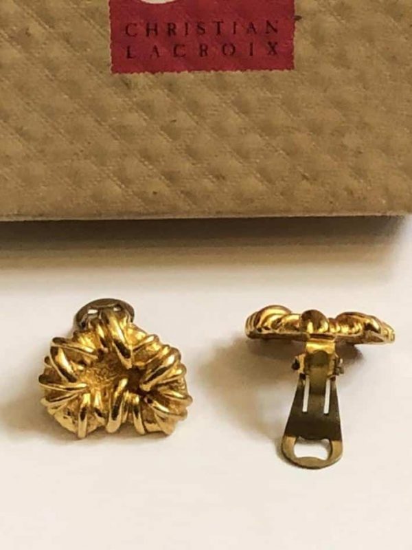 CHRISTIAN LACROIX Vintage Heart Clip On Gold Earrings 1994 - Image 5