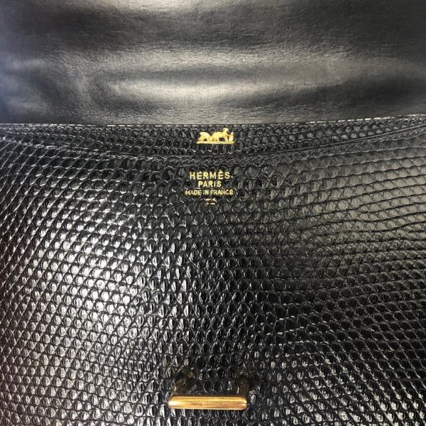 HERMÈS Handbag Sandrine Black Lizard Limited Edition Rare 1982 - Image 14