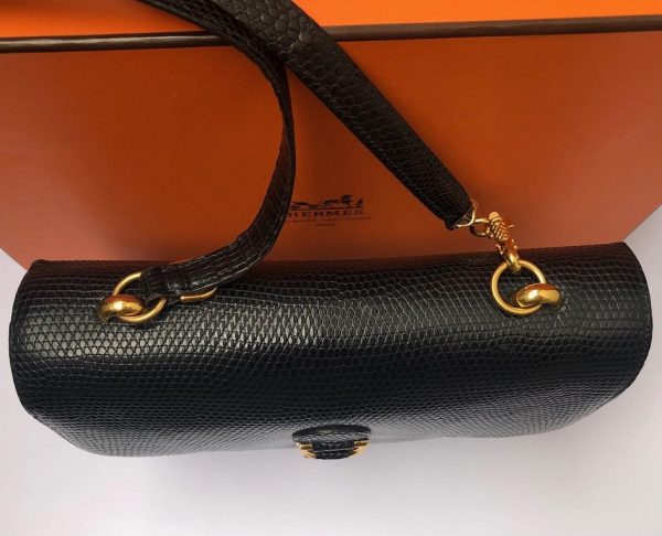 HERMÈS Handbag Sandrine Black Lizard Limited Edition Rare 1982 - Image 12