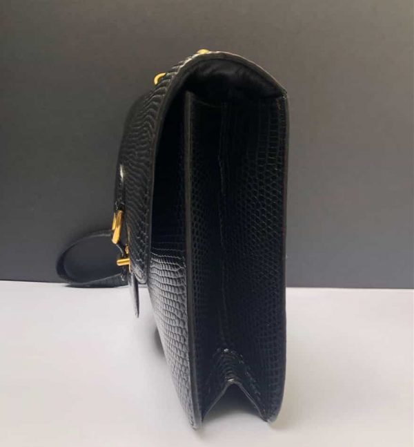 HERMÈS Handbag Sandrine Black Lizard Limited Edition Rare 1982 - Image 10