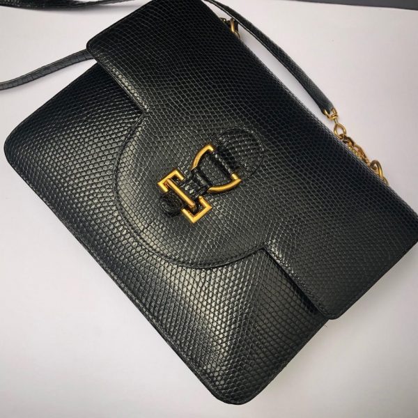 HERMÈS Handbag Sandrine Black Lizard Limited Edition Rare 1982 - Image 8