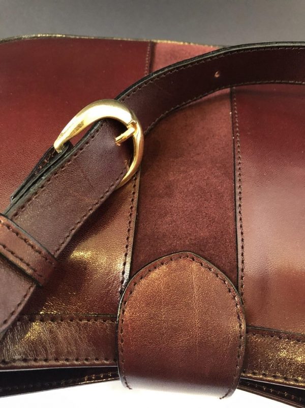 Vintage Gucci Style Shoulder Bag Red Burgundy Calfskin & Suede Gold Push bullet Clasp - Image 9