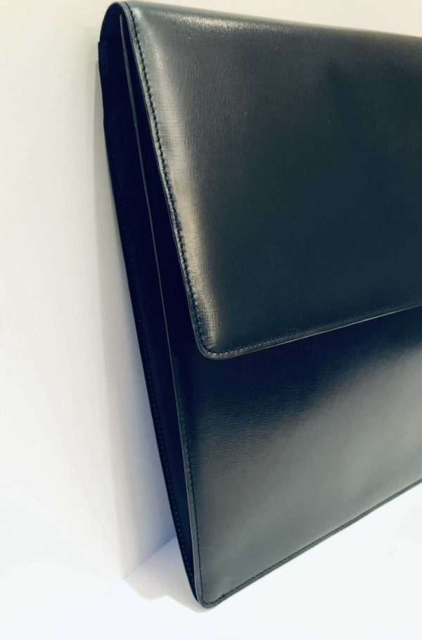 ST DUPONT PARIS Leather Document Lap Top Holder Flat Vintage Saddle Stitch - Image 4