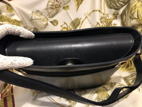 Leather Bucket Bag Box Calf Leather Vintage W/Suede Stripe - Image 6