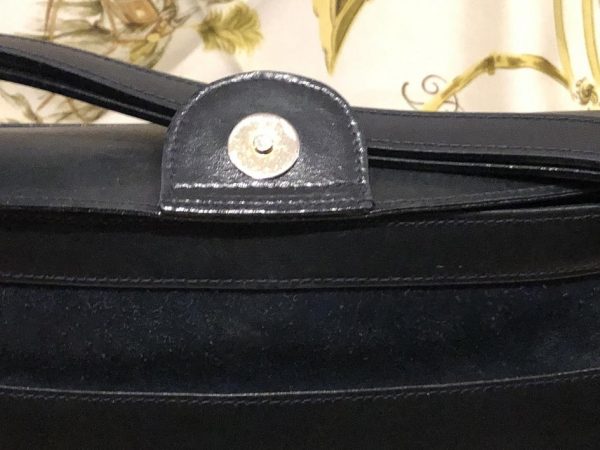 Leather Bucket Bag Box Calf Leather Vintage W/Suede Stripe - Image 9