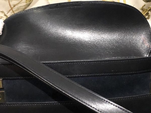 Leather Bucket Bag Box Calf Leather Vintage W/Suede Stripe - Image 8