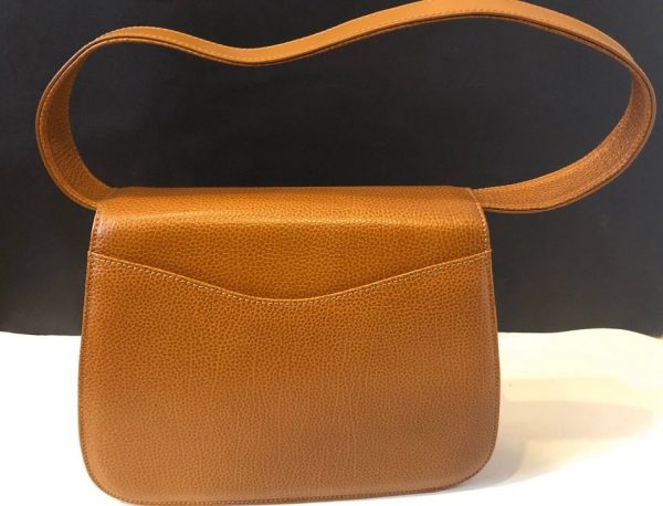 Leather Bag Vintage Gold Tone Hardware Tan - Image 4