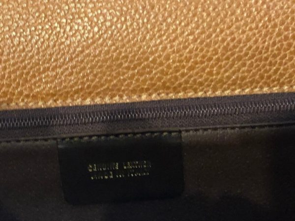 Leather Bag Vintage Gold Tone Hardware Tan - Image 9