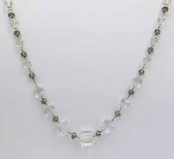 Antique Crystal Faux Diamonds Necklace Drop Earrings Set 1920s-1930s - Image 4