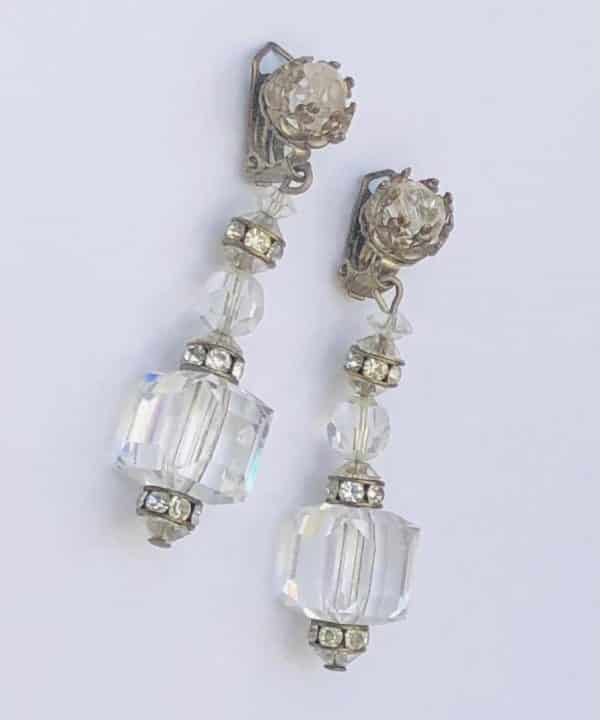 Antique Crystal Faux Diamonds Necklace Drop Earrings Set 1920s-1930s - Image 6