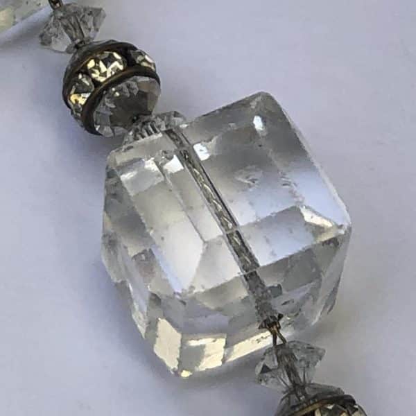 Antique Crystal Faux Diamonds Necklace Drop Earrings Set 1920s-1930s - Image 7