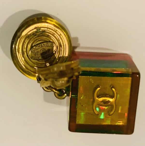 CHANEL 1997 Holographic Cube No.5 CC Logo Multi Pendant Earrings - Image 5