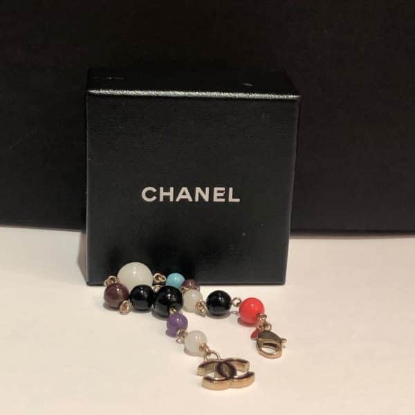 CHANEL Bracelet CC Logo Charm Multi Pearls Gold Tone