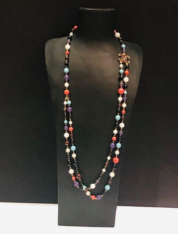 CHANEL Pearl Necklace Multi Double Strand  CC Logo 2007 Runway Collection - Image 2