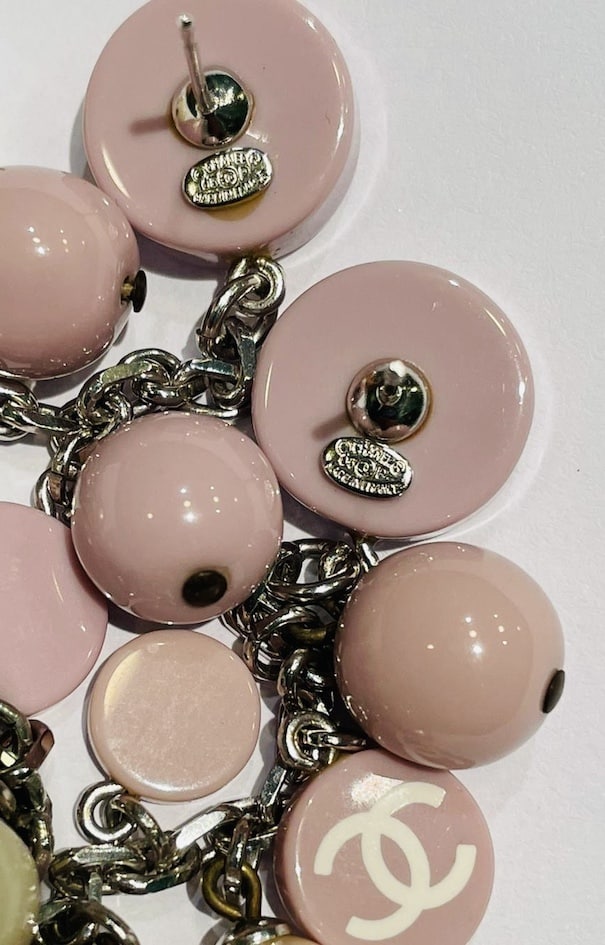 CHANEL Drop Earrings No.5 & CC Logo Pearls Pastille 2005 Cruise Croisière Collection Lilac - Image 5