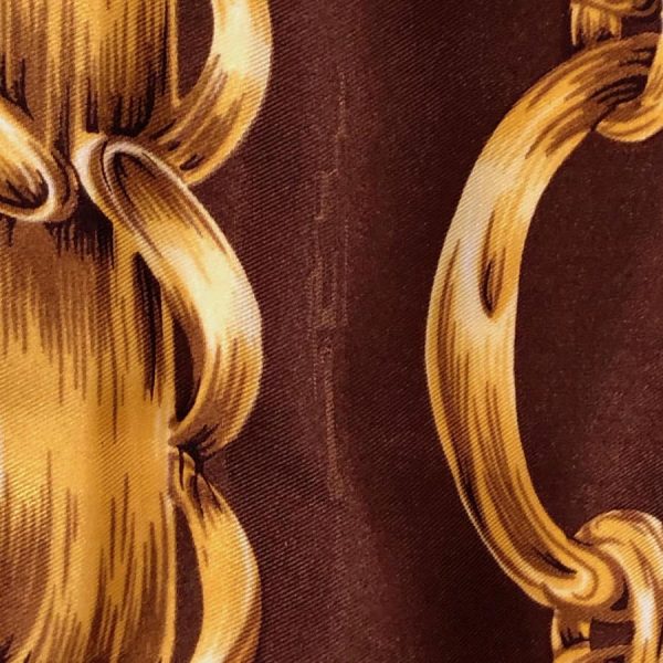 CHANEL Scarf Vintage CC Logo Gold Chain Links Silk 1990s - Image 12