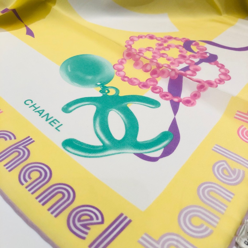 CHANEL Silk Scarf Bijoux Jewellery Pearls Earrings CC Logo - Image 6