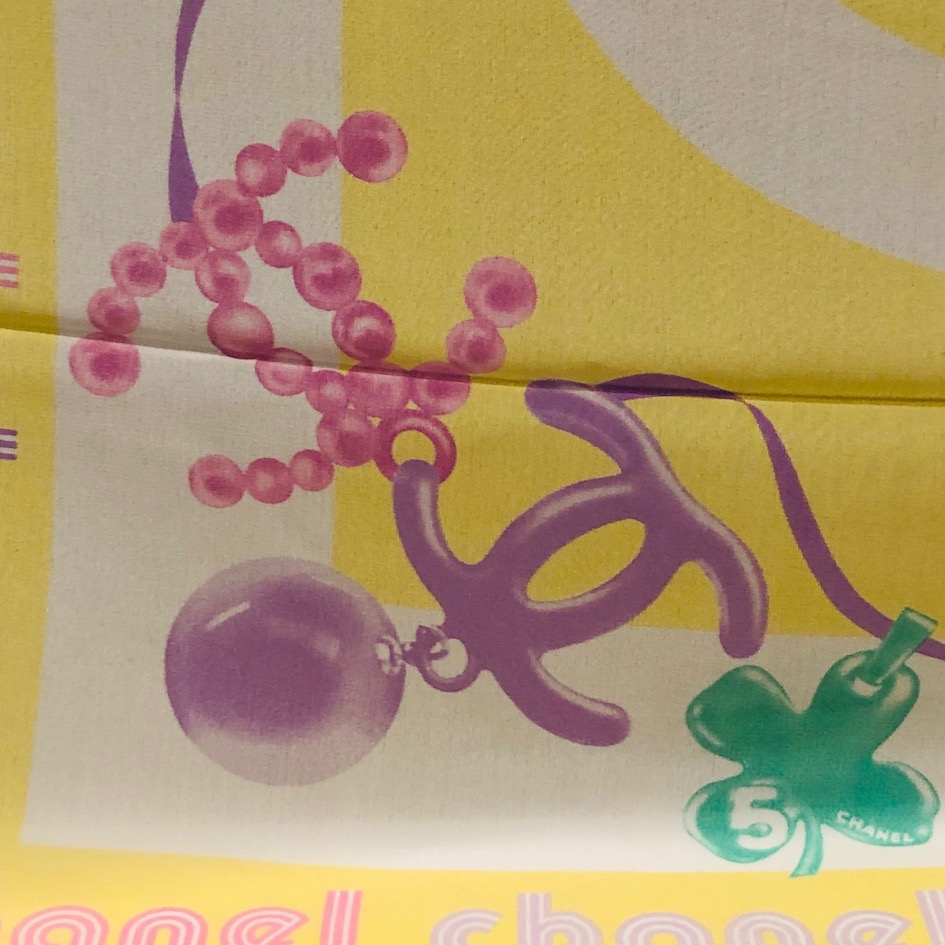 CHANEL Silk Scarf Bijoux Jewellery Pearls Earrings CC Logo - Image 9