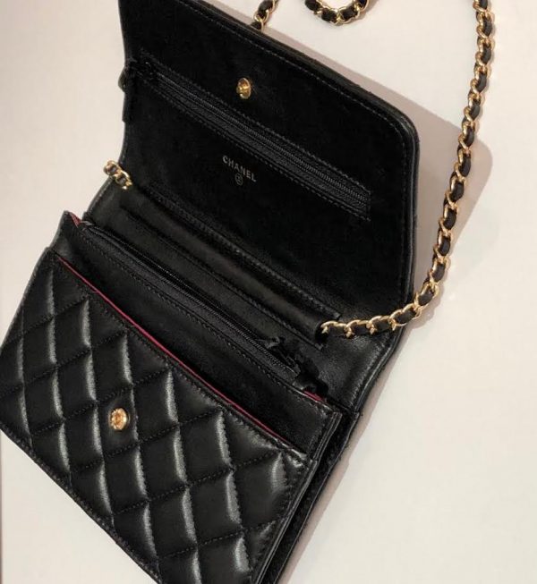 CHANEL WOC Wallet On Chain Bag Lambskin & Gold-Tone Metal Black - Image 3