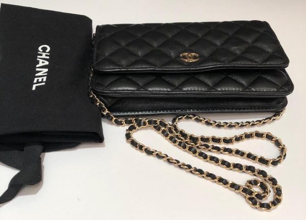 CHANEL WOC Wallet On Chain Bag Lambskin & Gold-Tone Metal Black - Image 9