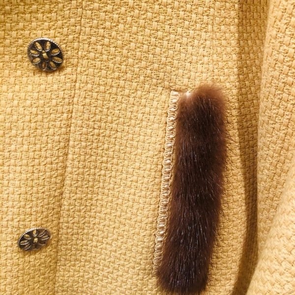 CHRISTIAN DIOR Coat Flare Swing Woollen Silk Mink Fur Collar Double Breasted - Image 6
