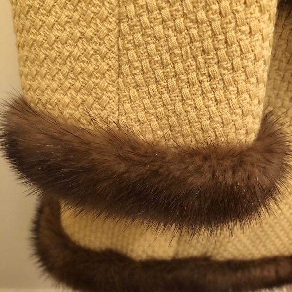 CHRISTIAN DIOR Coat Flare Swing Woollen Silk Mink Fur Collar Double Breasted - Image 4