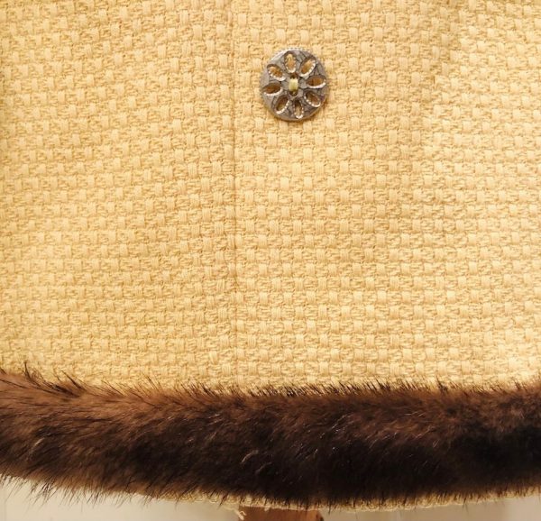 CHRISTIAN DIOR Coat Flare Swing Woollen Silk Mink Fur Collar Double Breasted - Image 7