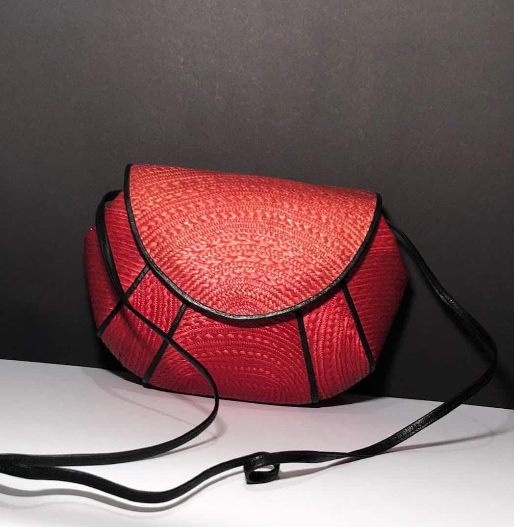 SAINT-LAURENT Bag Minaudière Clutch Crossbody Woven Red Black - Image 2