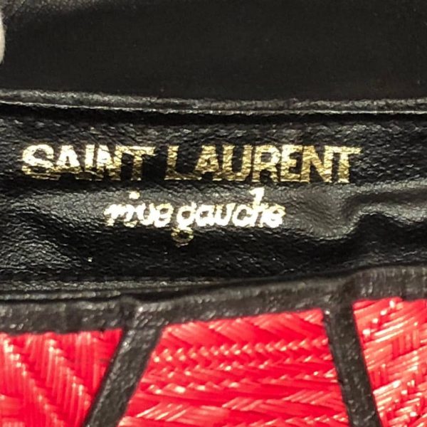 SAINT-LAURENT Bag Minaudière Clutch Crossbody Woven Red Black - Image 10