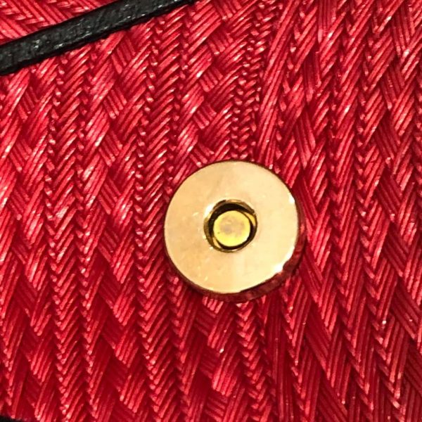 SAINT-LAURENT Bag Minaudière Clutch Crossbody Woven Red Black - Image 7