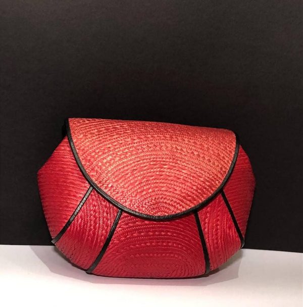 SAINT-LAURENT Bag Minaudière Clutch Crossbody Woven Red Black - Image 3