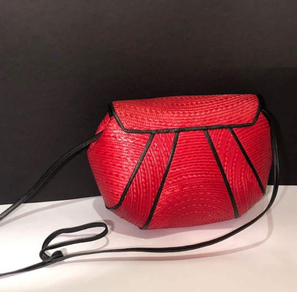 SAINT-LAURENT Bag Minaudière Clutch Crossbody Woven Red Black - Image 4