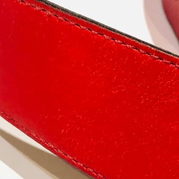 YVES SAINT-LAURENT Belt 80s Logo Buckle Red Leather Vintage - Image 7