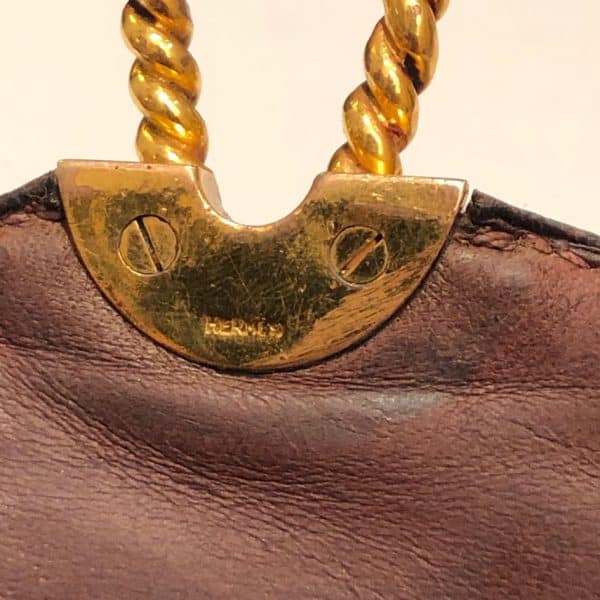 HERMÈS Bag Escale Chocolate Brown Box Vintage 50-60s 18K Gold Plated Hardware - Image 14