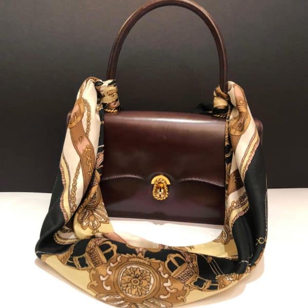 HERMÈS Bag Escale Chocolate Brown Box Vintage 50-60s 18K Gold Plated Hardware - Image 6