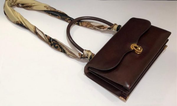 HERMÈS Bag Escale Chocolate Brown Box Vintage 50-60s 18K Gold Plated Hardware - Image 4