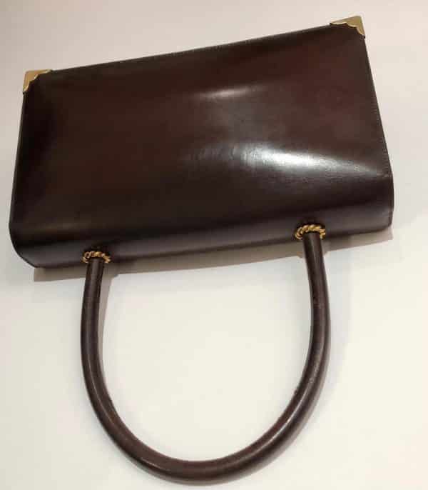 HERMÈS Bag Escale Chocolate Brown Box Vintage 50-60s 18K Gold Plated Hardware - Image 7