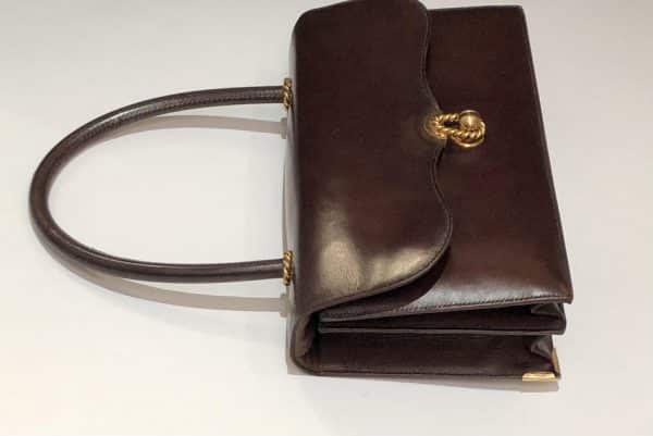 HERMÈS Bag Escale Chocolate Brown Box Vintage 50-60s 18K Gold Plated Hardware - Image 8