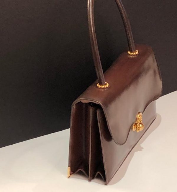 HERMÈS Bag Escale Chocolate Brown Box Vintage 50-60s 18K Gold Plated Hardware - Image 9