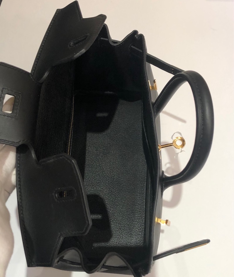 HERMÈS Birkin 25 Black Jonathan Leather Gold Hardware - Image 12