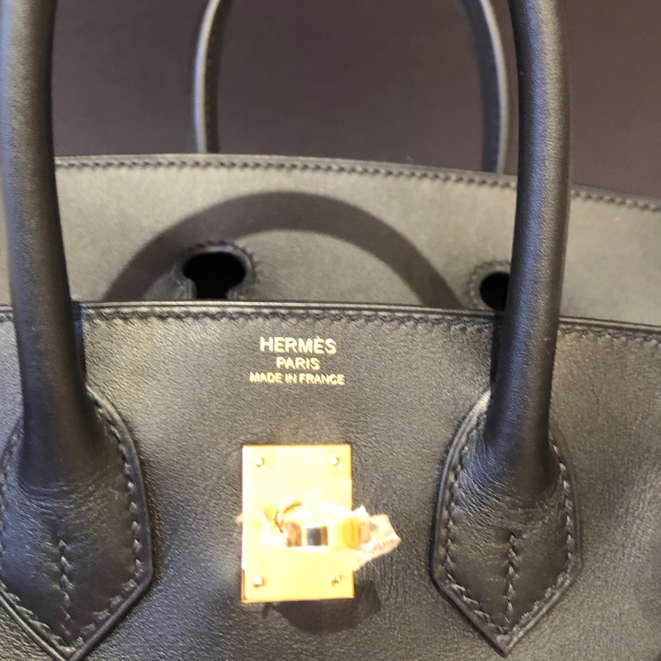 HERMÈS Birkin 25 Black Jonathan Leather Gold Hardware - Image 13