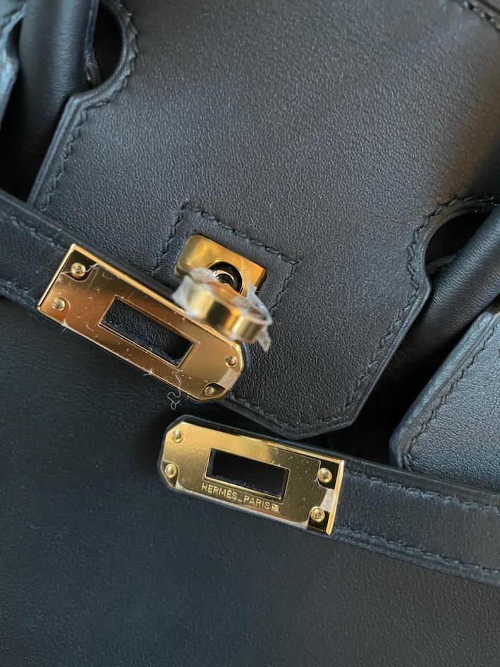 HERMÈS Birkin 25 Black Jonathan Leather Gold Hardware - Image 14
